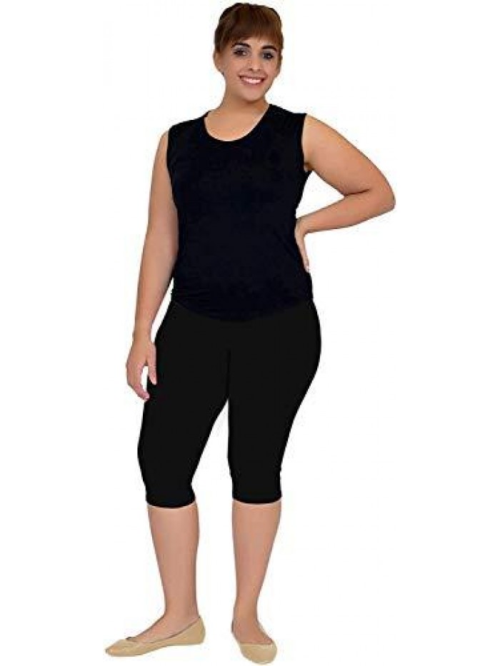 Knee-Length Leggings | Stretchy Leggings | Cotton Spandex | X-Small-7X Adult 