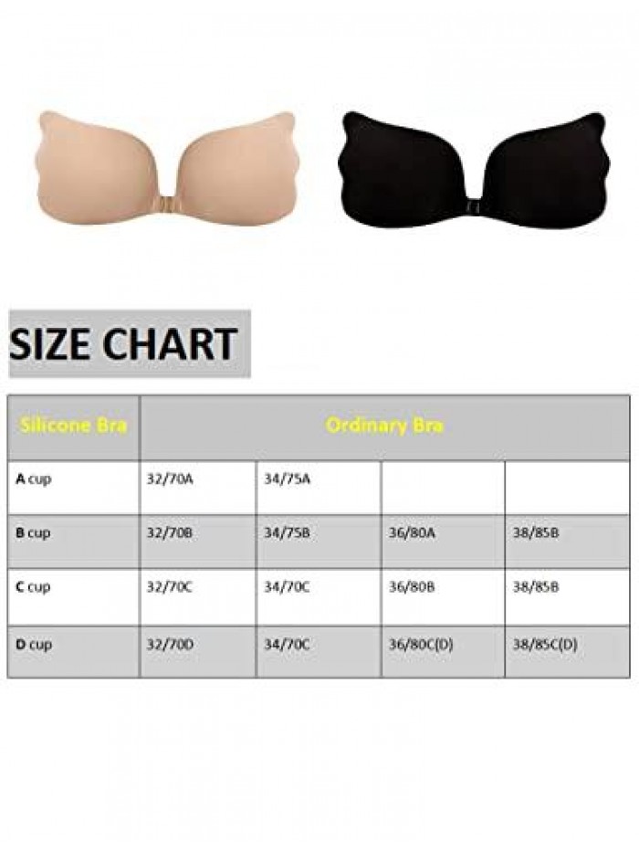 Women Adhesive Bras Push Up Strapless Sticky Bra Backless Silicone Breasts Lifting Bra 2 Pairs 