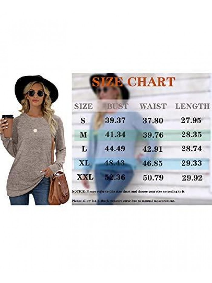 for Women Long Sleeve Crew Neck Plain Fashion Casual Tops 