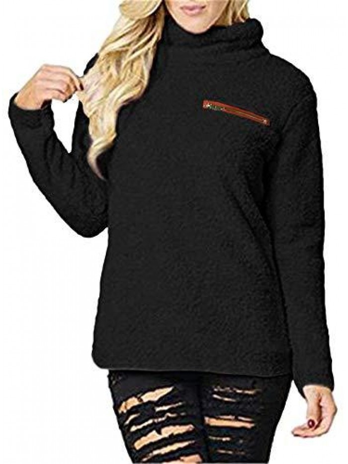 Sherpa Pullover Sweaters for Women Winter Warm Tunic Tops Sweatshirts 