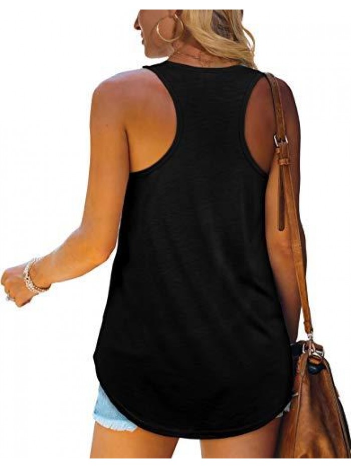 Womens Racerback Tank Tops Loose Fit Causal Summer U Neck 