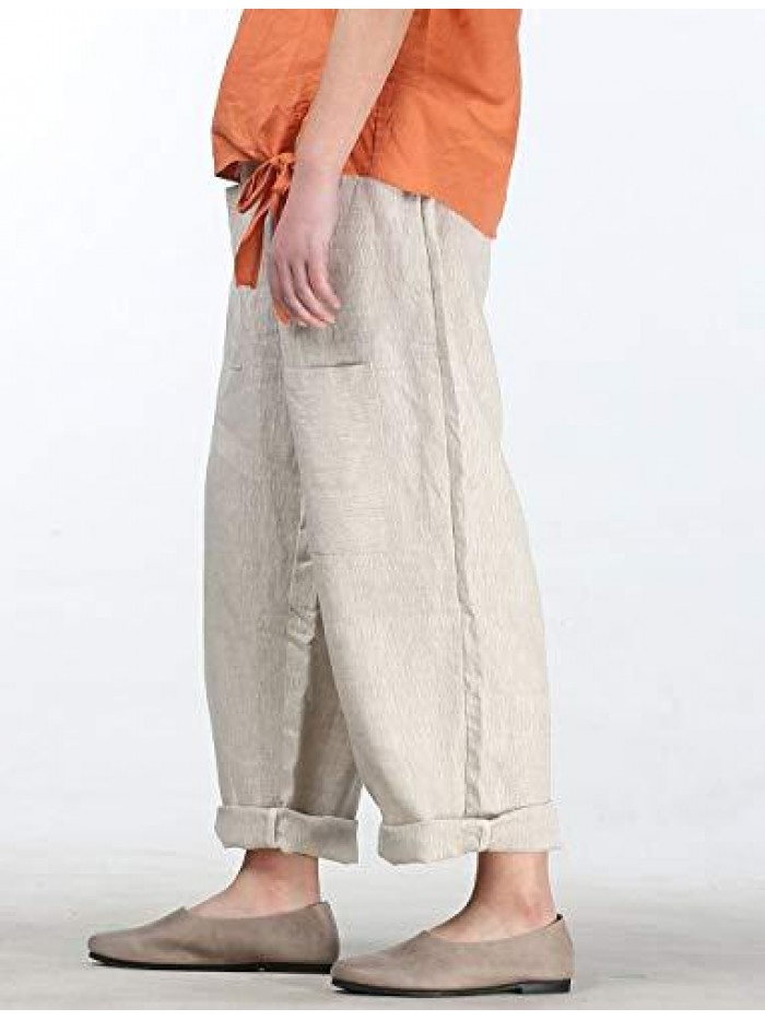 Women's Casual Cotton Linen Pant w/Unique Pockets 