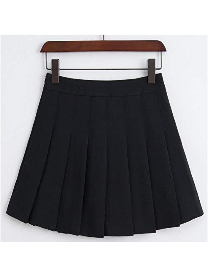 Women's High Waist Pleated Mini Skirt Skater Tennis Skirt 