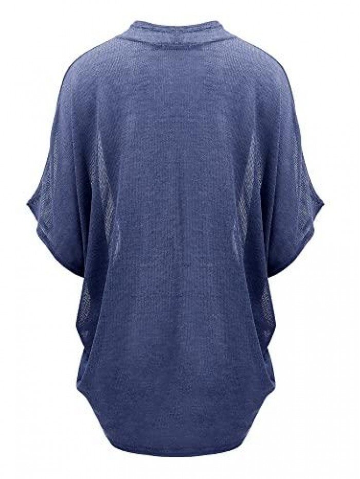 Short Sleeve Open-Front Batwing Cardigan - Made in USA 