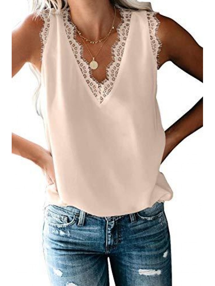 flare Sexy Summer Lace Trim Sleeveless Cami Tank Tops Dressy Camisole 