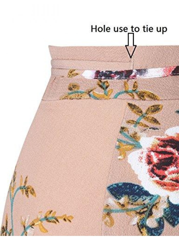 Womens Boho Floral Tie Up Waist Summer Beach Wrap Cover Up Maxi Skirt 