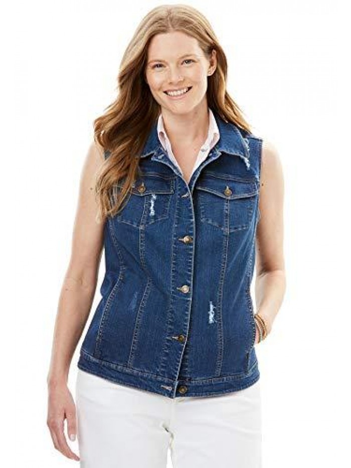 Within Women's Plus Size Stretch Denim Vest 