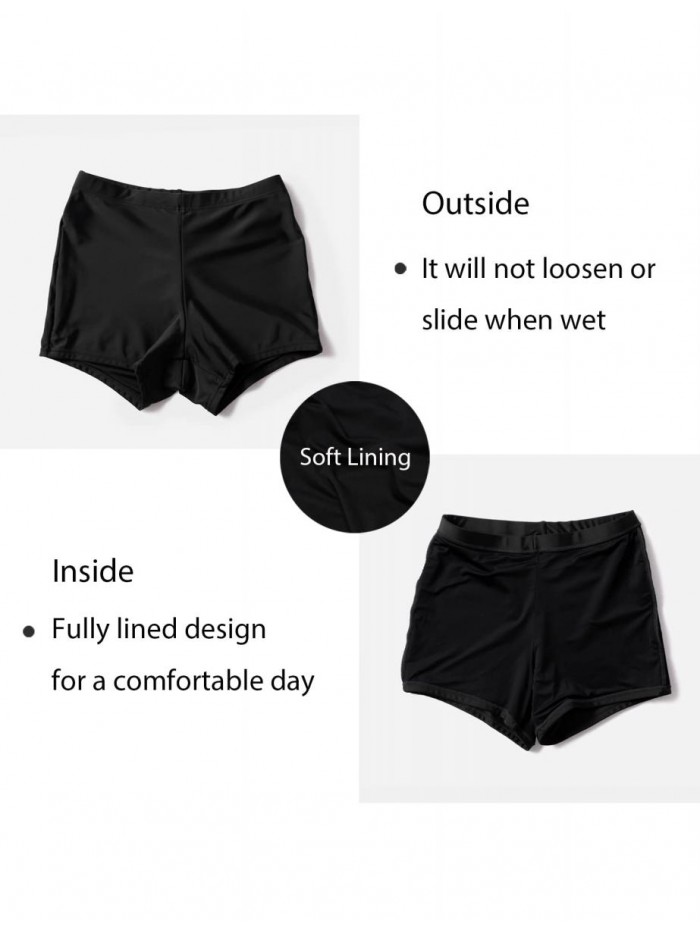 Women's Swim Shorts High Waisted Bathing Suit Bottoms Swimsuit Board Shorts Swimwear Bikini Boy Shorts 