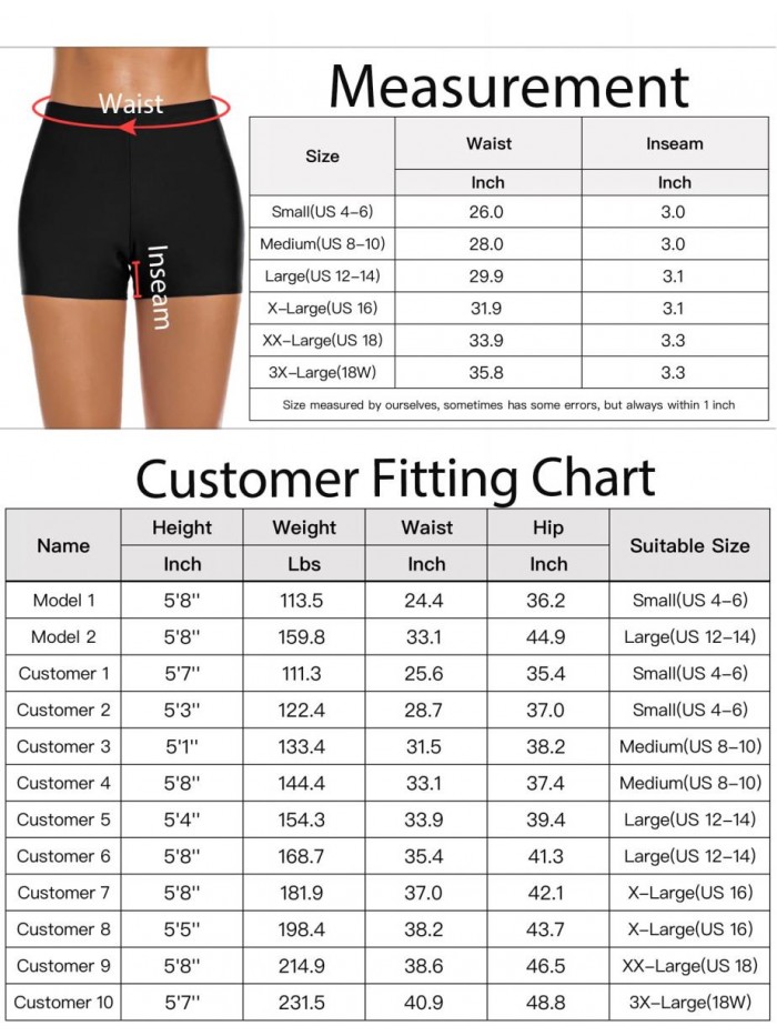 Women's Swim Shorts High Waisted Bathing Suit Bottoms Swimsuit Board Shorts Swimwear Bikini Boy Shorts 