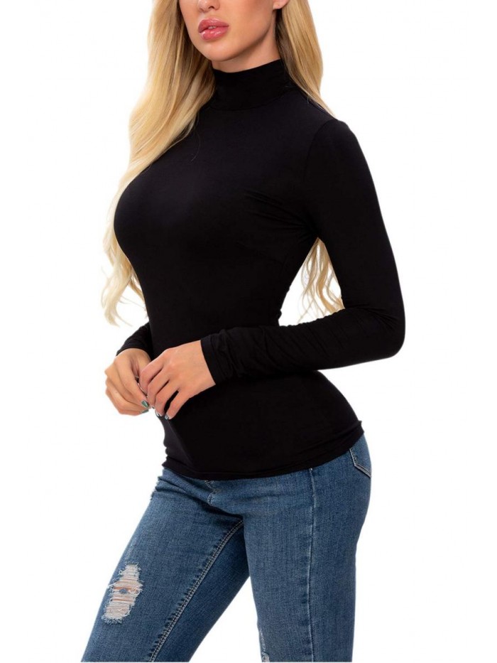 Long Sleeve Layering Turtleneck Shirt Lightweight Pullover Basic Tee Top 