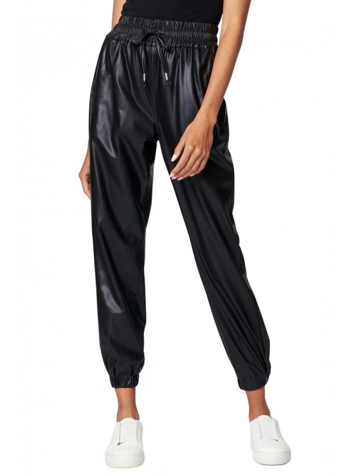 Womens Vegan Leather Joggers, Fashionable & Stylish Pants 