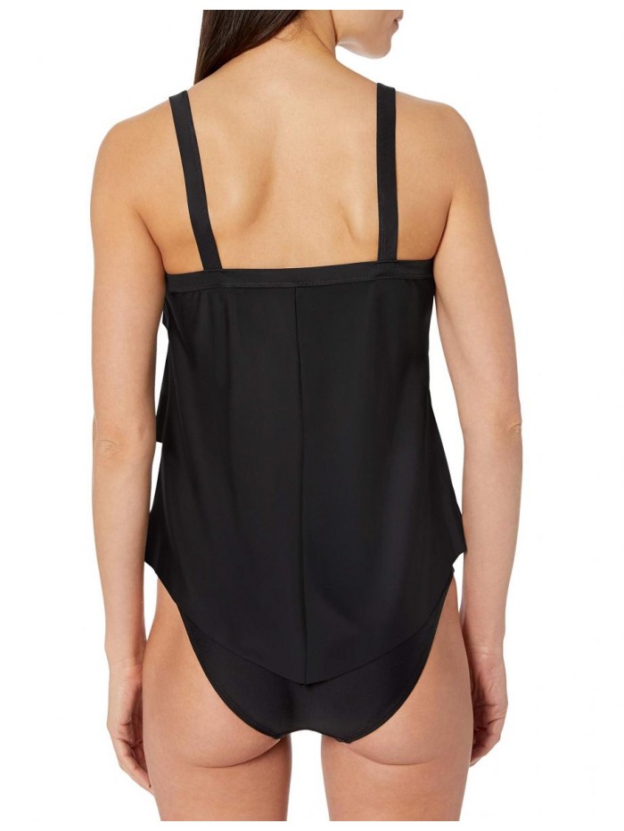 Sexy Women's Wirefree Tiered Tankini With Added Length  