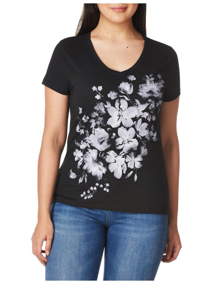 Women's Short Sleeve V-Neck Graphic T-Shirt 