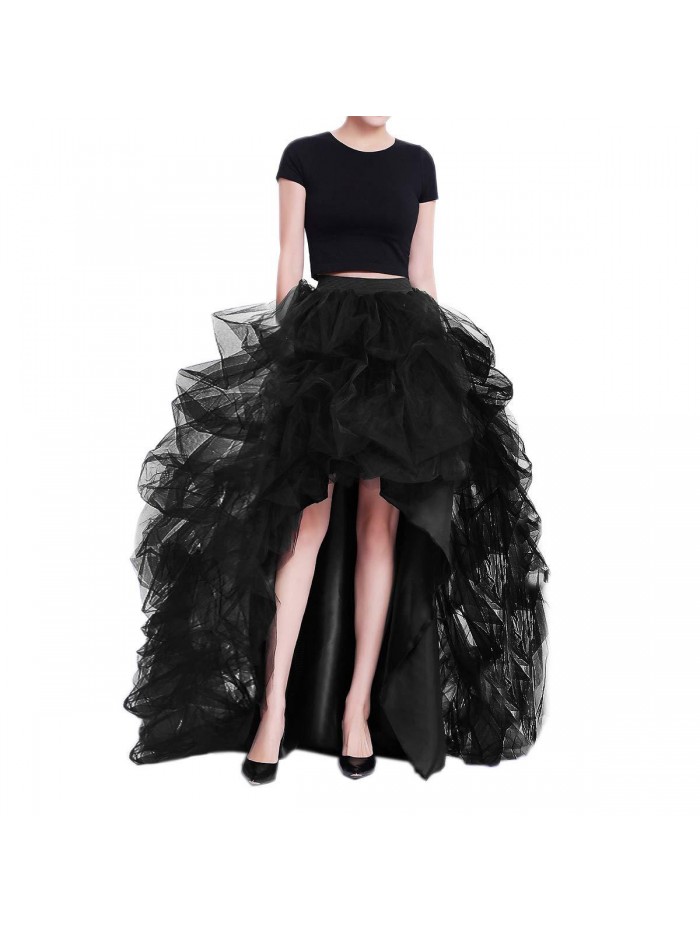 Women's Long High Low Ruffles Party Tulle Skirt 