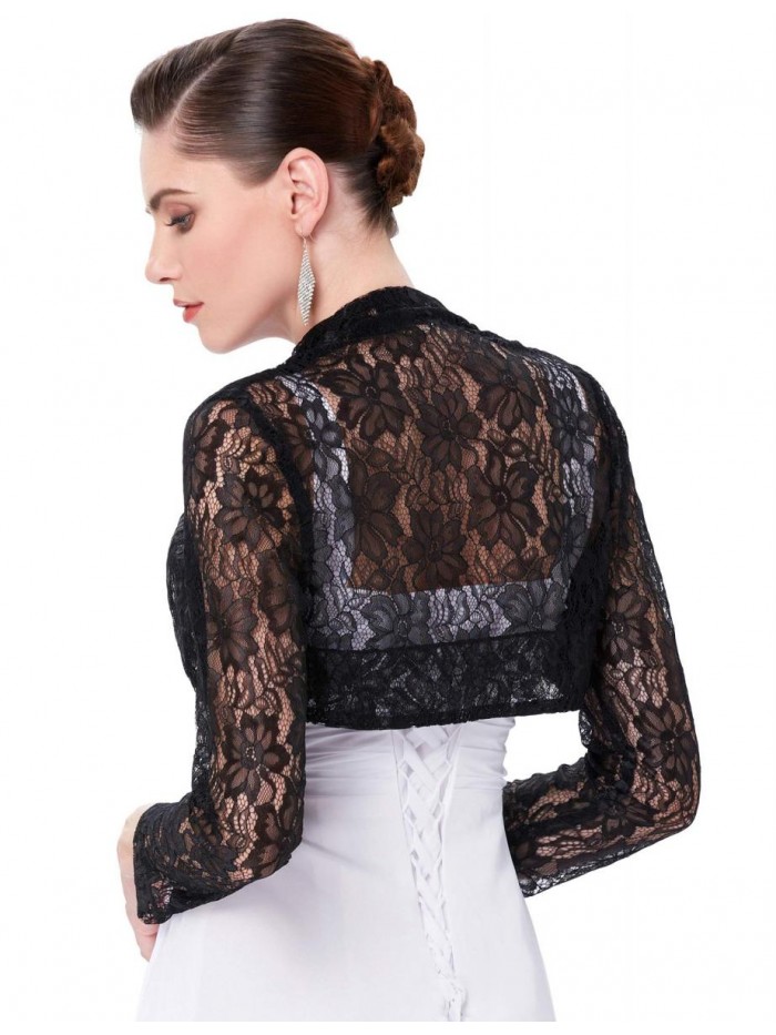 Poque Women's Long Sleeve Floral Lace Shrug Bolero Cardigan JS49 