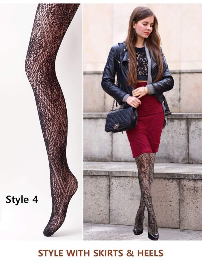 MONTE Women Patterned Fishnets Tights Small Hole Thigh High Sexy Stockings 