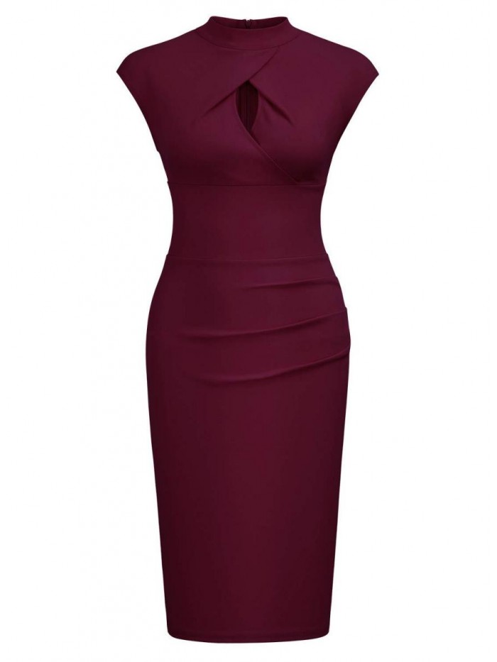 Women's Business Slim Style Ruffle Work Pencil Dress 