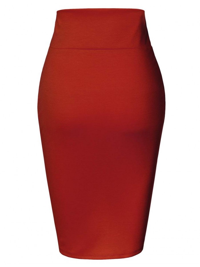 RUBY KARAT Womens High Waist Midi Skirt with Side Slit 