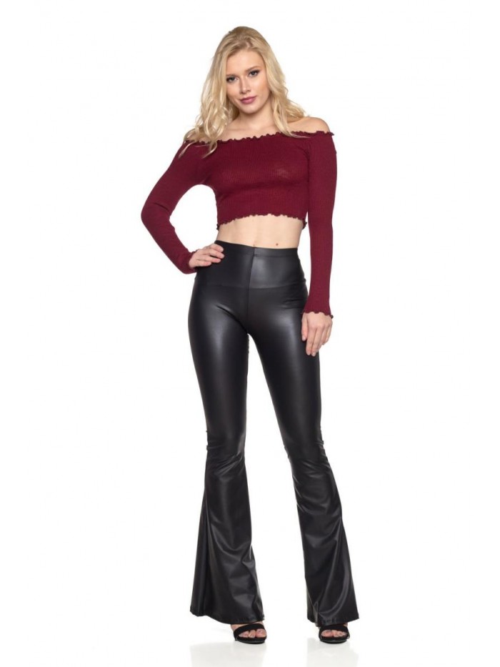 J2 Love Faux Leather Bell Botom Flare Pants 