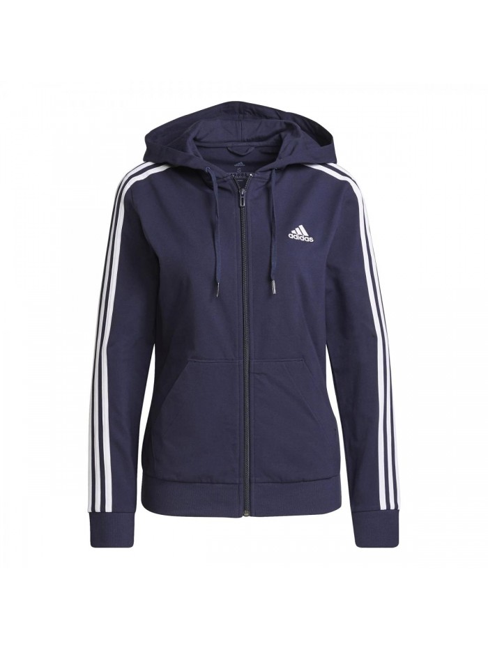 Women's Essentials Single Jersey 3-Stripes Full-Zip Hoodie 