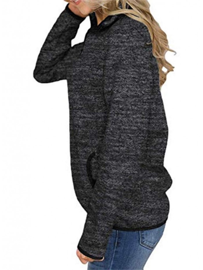 Women's Women Quarter Zip Casual Pullovers Lightweight Fleece Sweatshirts with Pockets 