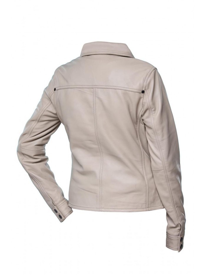 Casual Lambskin Leather Shirt Jacket - Classic Fit Long Sleeves Button Down Shirt Shacket with Front Pocket for Women 