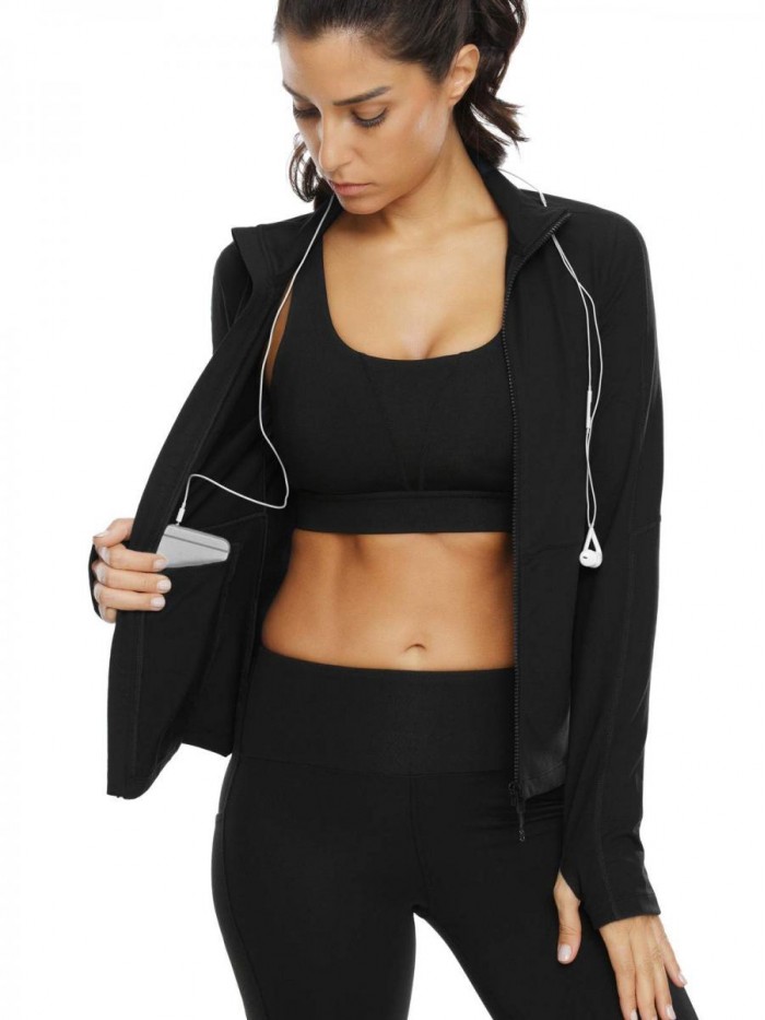 Women's Workout Yoga Jacket Full Zip Running Track Jacket 