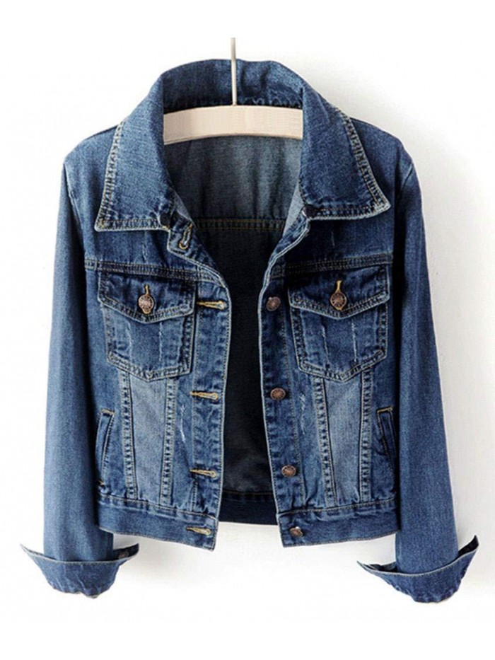 Women's Casual Detachable Hoodie Denim Jacket 