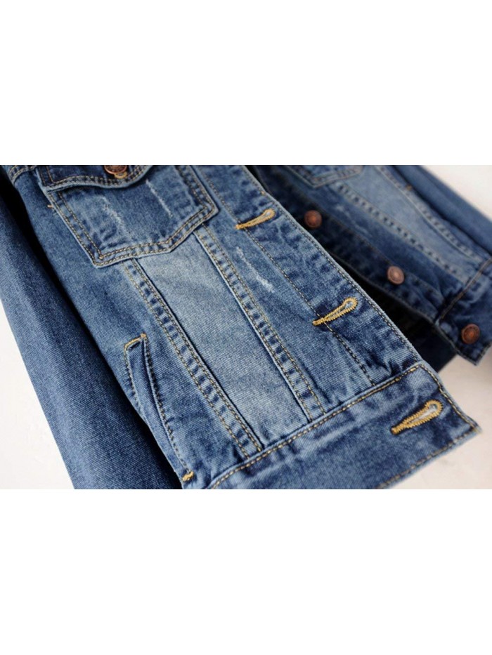 Women's Casual Detachable Hoodie Denim Jacket 