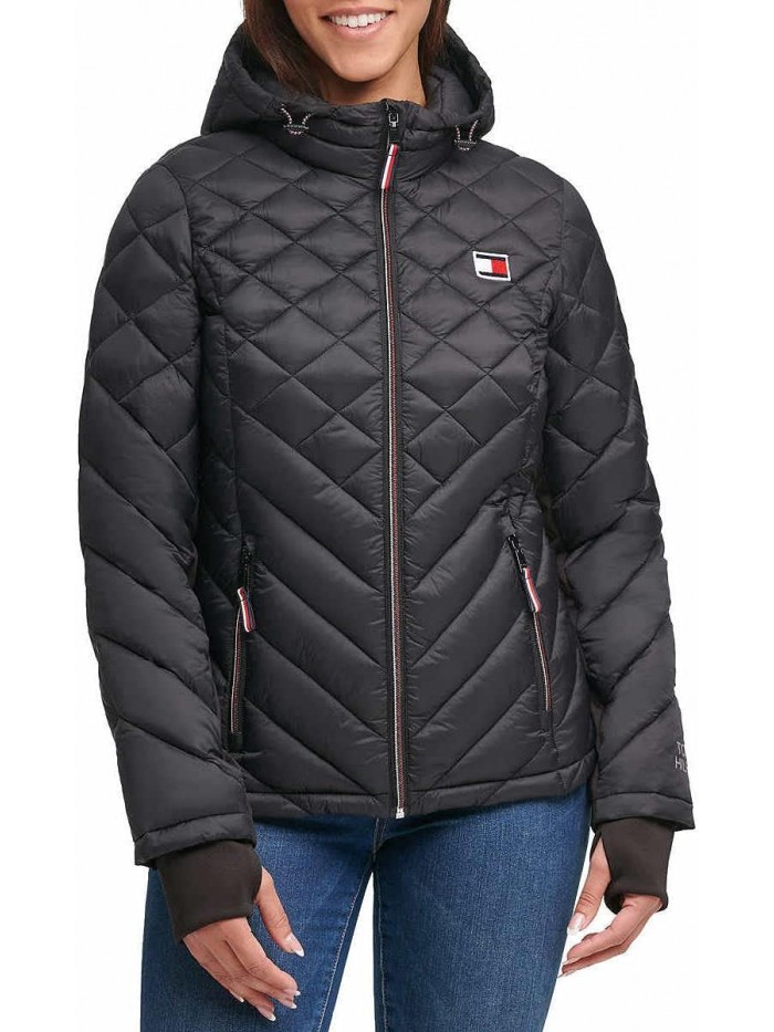 Hilfiger Womens Packable Hooded Puffer Jacket 