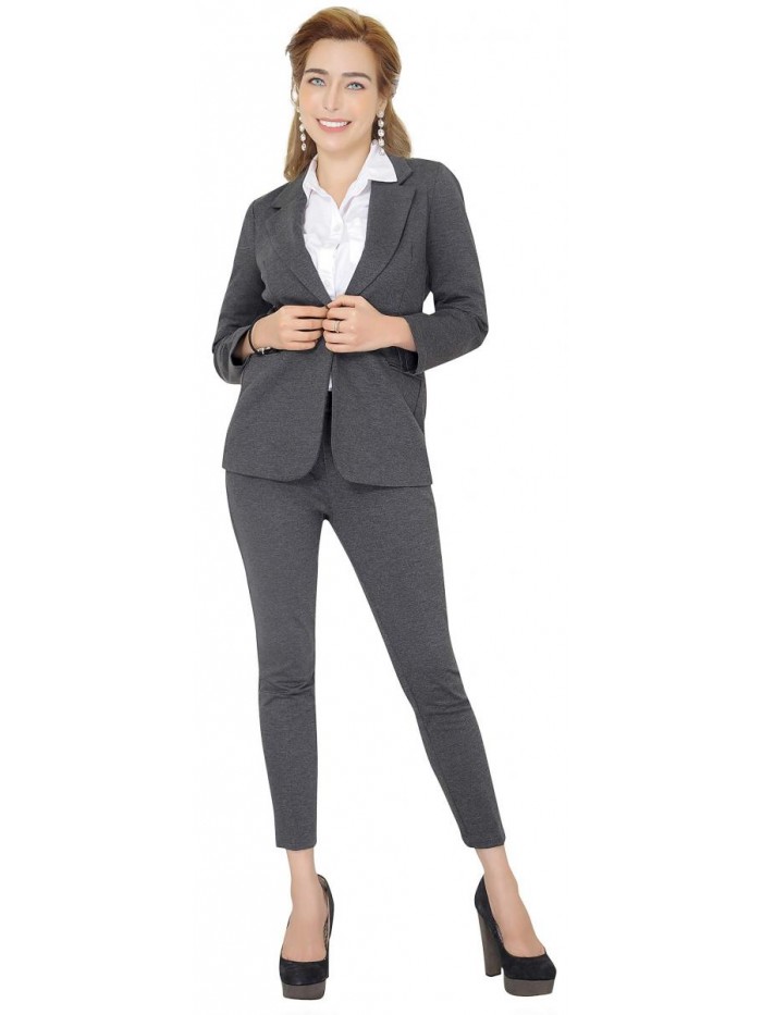 Women's Business Blazer Pant Suit Set for Work 