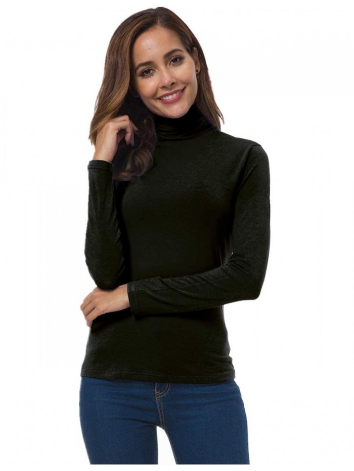 Womens Long Sleeve Turtleneck Lightweight Slim Active Shirts 