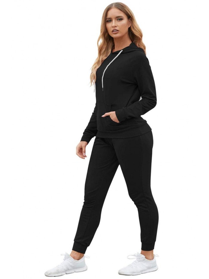 Fixmatti Women Pullover Hoodie Pockets Sweatpants Sport Jogger Sweatsuit