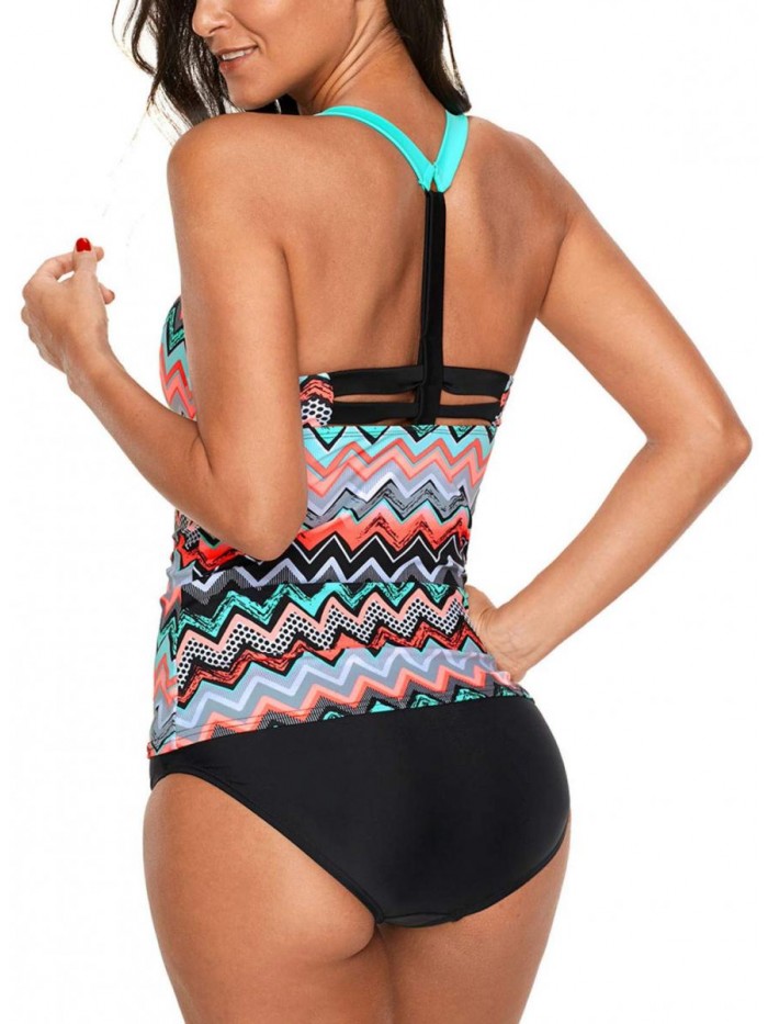 Dokotoo Womens Striped Print Racerback Tankini Swim Top No Bottom (S-XXXL)