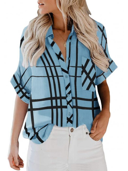 Women's Long Sleeve V-Neck Stripes Casual Blouses ...