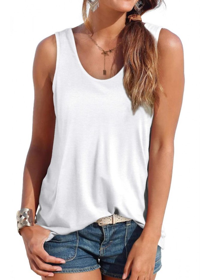 Womens Tank Tops Sleeveless Scoop Neck Loose Fit Summer Clothes 