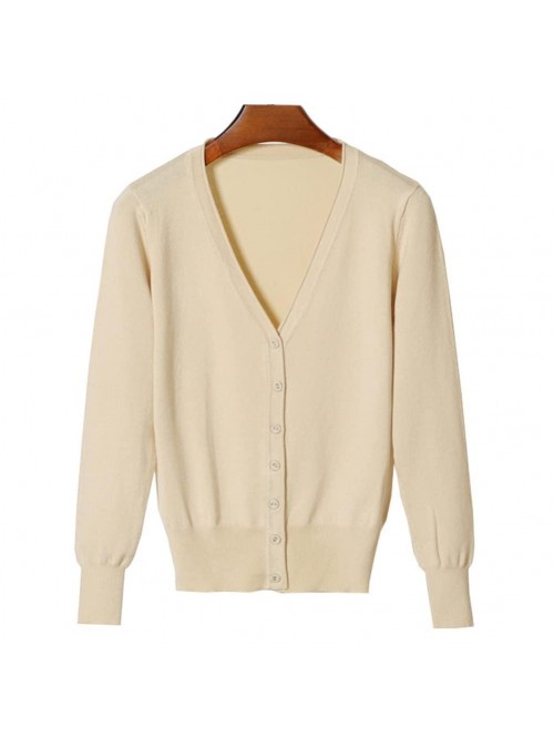 Women's Cardigan Sweater V-Neck Long Sleeve Open K...