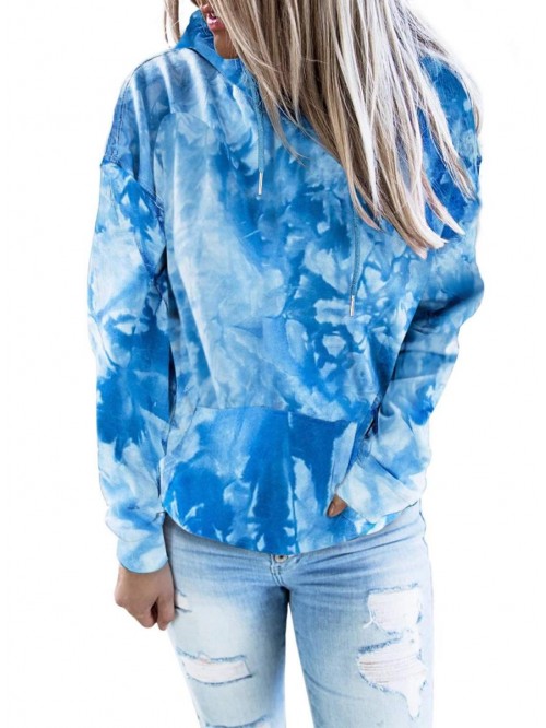 Women's Fashion Tie Dye Print Pullover Hoodie Long...