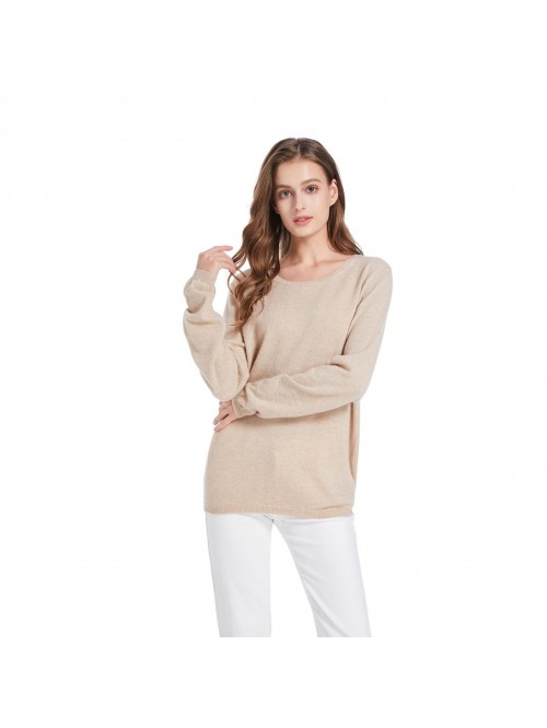 Women's 100% Pure Undyed Cashmere Sweaters Crew Ne...