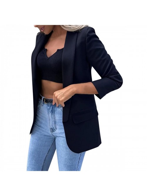 Jackets for Women Solid Turndown Collar Suit Coat ...