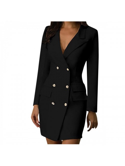 Double Breasted Cardigan Dress for Women Front Sty...