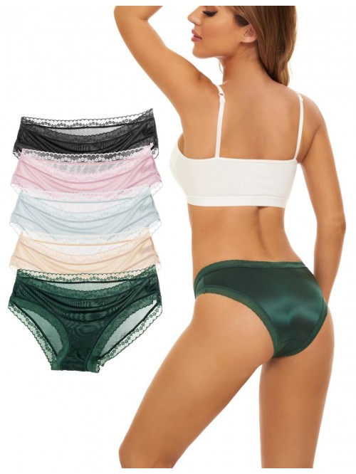 Womens Underwear Pack Of 5 Satin & Silky Ladies Pa...