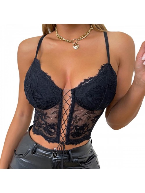 Sexy Corset Top Strap Lace Push Up Bodycon Aesthet...