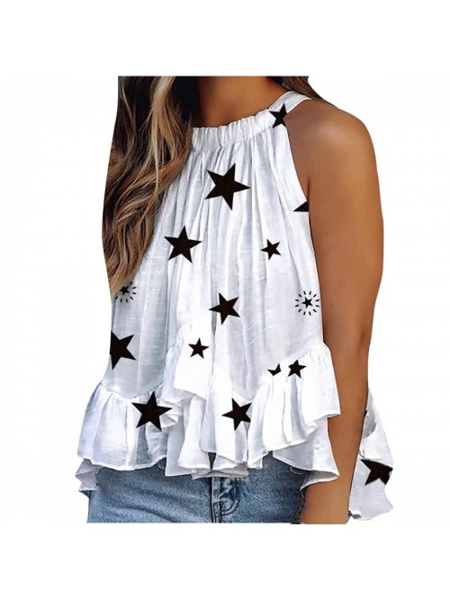 Tops for Women Trendy Floral Print Tank Cute O-Nec...