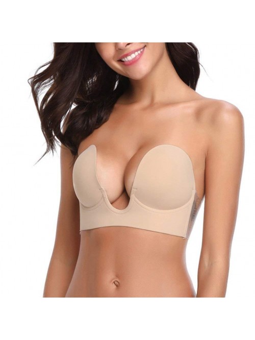 Adhesive Bra Deep U-Shaped Plunge Sticky Bra Silic...