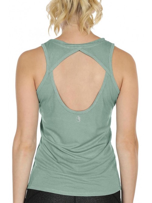 Yoga Tops Activewear Workout Clothes Open Back Fit...