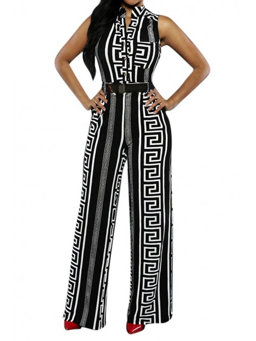 Queen Womens Button Up Printed Long Wide Leg Pant ...