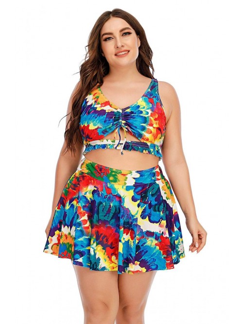 Women's Plus Size Strappy Tropical Leaf Cutout Swi...