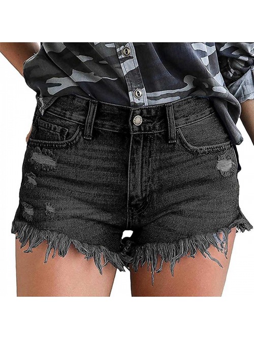 Cut Off Denim Shorts for Women Frayed Distressed J...