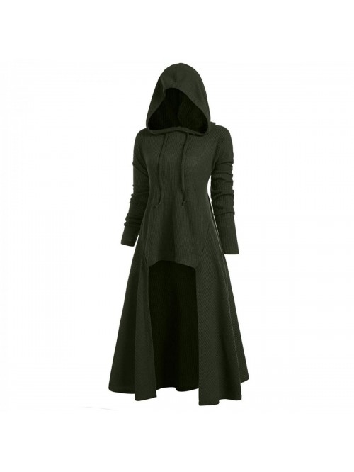 Hooded Sweatshirt Dress Long Sleeve Elasticity Clo...